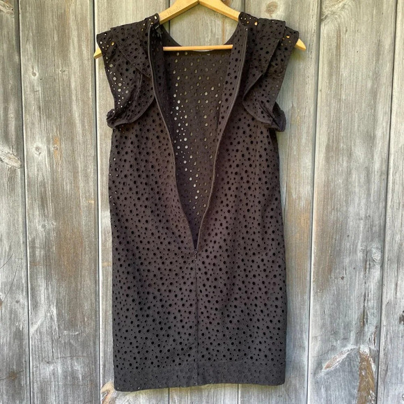 Club Monaco Cotton Nadeer Flutter Sleeve Eyelet Dress Black 0 Luxury Whimsigoth - Picture 5 of 13